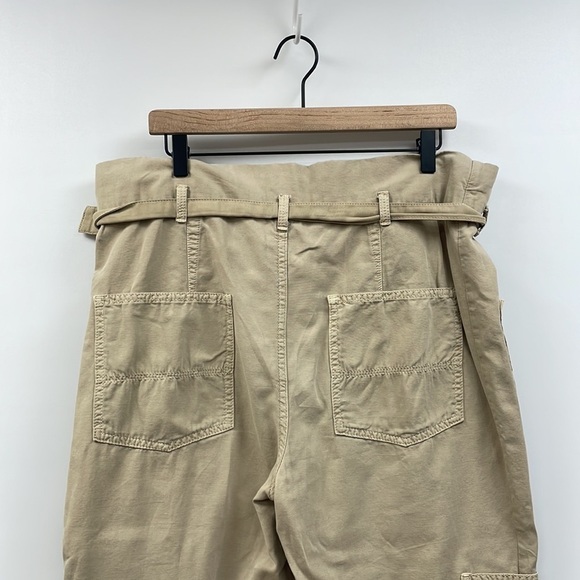 Free People Percy High Rise Paperbag Tapered Cargo Pant Boho 90s Street Khaki 6 - Picture 8 of 11